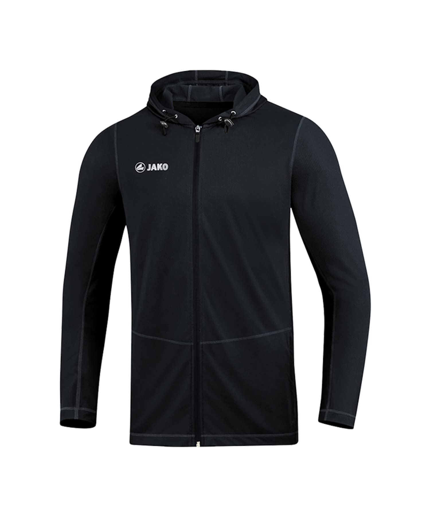 JAKO Men's Run 2.0 Hooded Jacket, Black, S