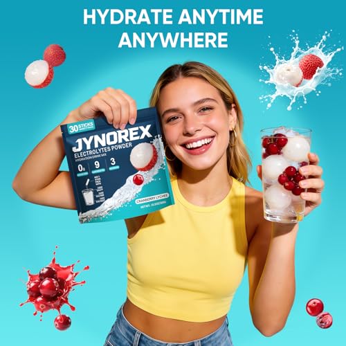 Image of Electrolytes Powder Packets Sugar Free, 30 Sticks High Sodium Hydration Packets, Low Calorie Electrolyte Packets Drink Mix Liquid Daily IV with Cranberry Lychee, 10.5OZ