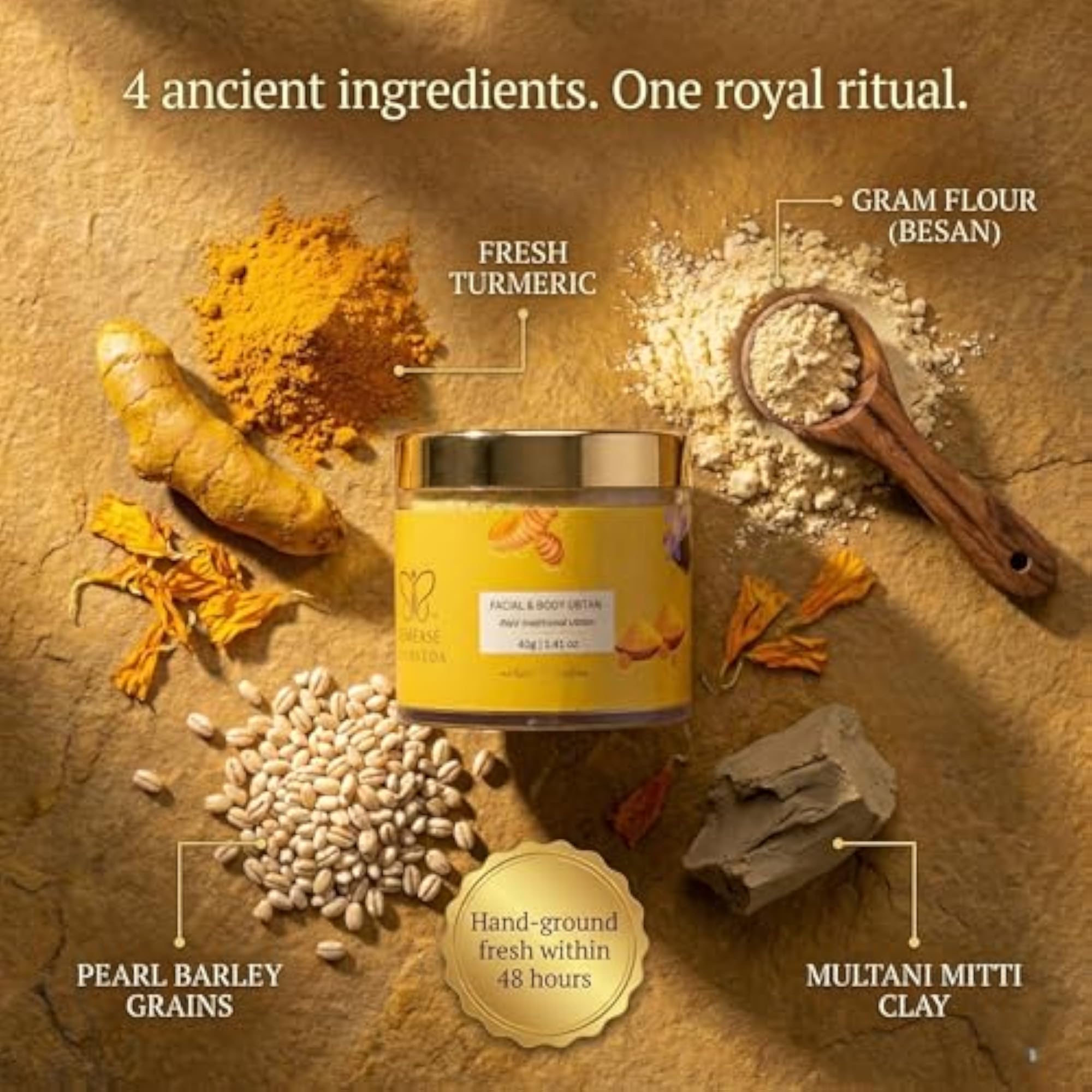 Rajsi Ubtan with Haldi & Kesar for Gentle Exfoliation