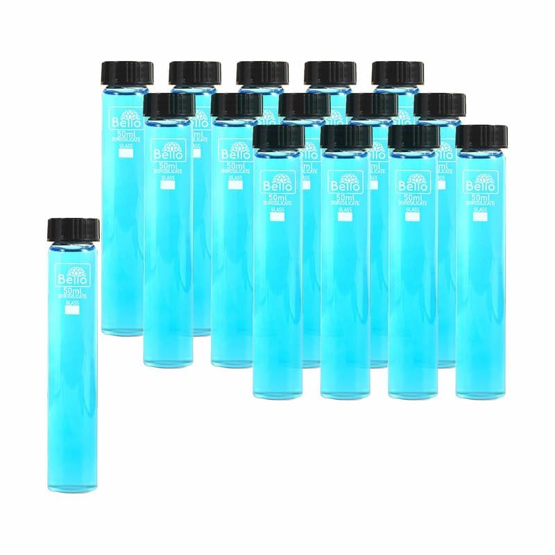 Image of Bello 15pcs 50ml Clear Glass Vials Culture Tube with Screw Caps, PE Stopper, Leak-Proof Glass Bottles Containers for Cosmetics, Perfume Making, Lab, Laboratory, Essential Oil Storage