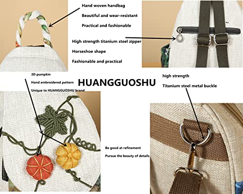 Image of Small Canvas Backpack, Retro Boho Washed Hippie for Women Daily Commute (Pumpkin Decorations)