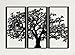 3 Panels Family Tree Metal Wall Decor Tree of Life Metal Wall Art, Home Bedroom Living Room Decor 3D Wall Art 3 Panels Family Tree Metal Wall Decor Modern Decoration (Black, 30