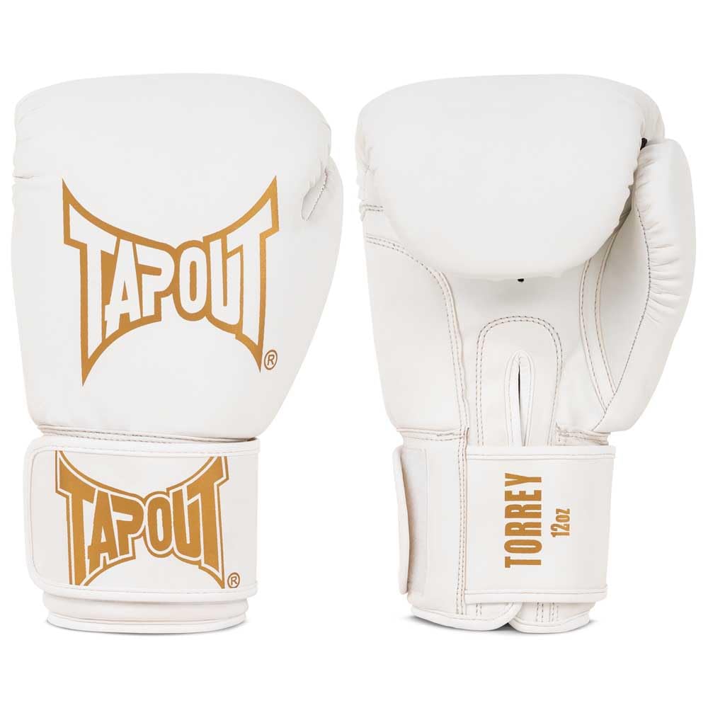 Tapout Guantes de Boxeo de Piel sintética (1 par), Color Blanco y Dorado