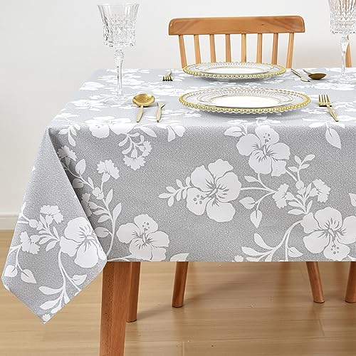LOHASCASA Mantel de vinilo con diseño de girasol para mesas rectangulares, impermeable, de plástico PVC, mantel rectangular ovalado, mantel lavable para mesa de picnic grande de 7 pies, camping al