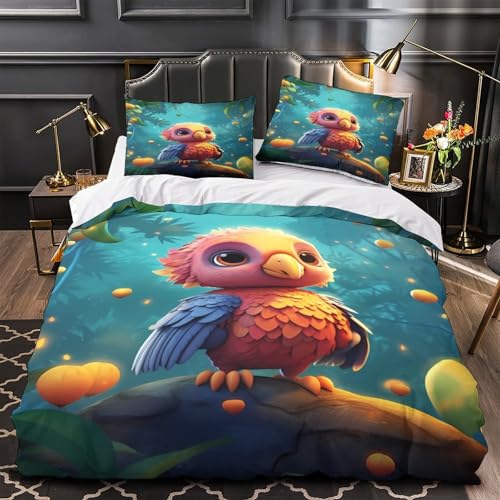 Housse de couette oiseau 3D avec fermeture éclair résistante parure de lit single 135x200 - 2