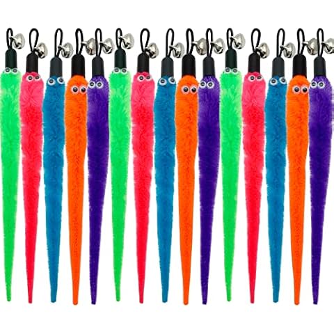CATENESS Cat Worm Toy Cat Wand Attachments, 15 PCS Worms Cat Toy Refill, Cat Wand Replacement Worm for Cat Toys Cover
