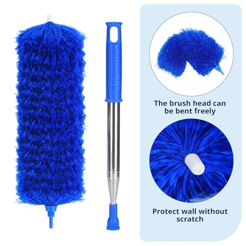Image of ZZ LAZYCOTTAGE Microfiber Feather Duster with Bendable Head, Dusters for Cleaning, Extendable Microfiber Duster, Long Reach Dusting Tool for High Ceilings, Ceiling Fans, Blinds, Cobweb