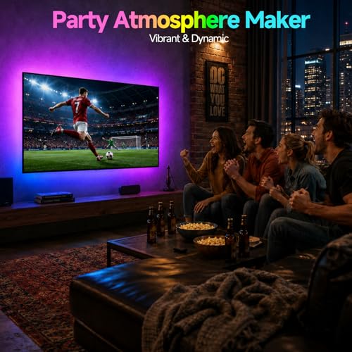 Image of Daymeet TV Led Backlight, 16m ICRGB LED Lights for TV Smart TV Led Lights for 65-85 inch TV /Monitor, USB Led Lights Rear TV, TV Led Backlight Sync with Music, Bluetooth APP
