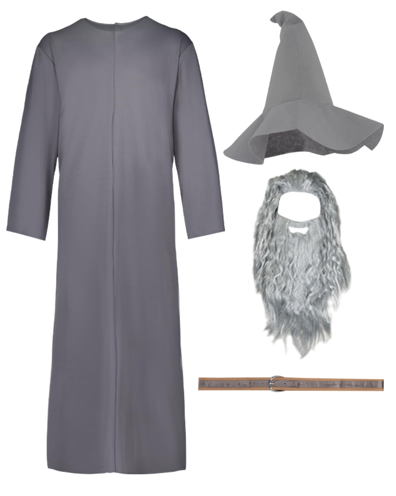 Funidelia Disfraz Oficial de Gandalf con peluca - El Señor de los Anillos para hombre, Incluye túnica, cinturón, sombrero y peluca - Traje para adultos para fiestas, Carnaval y Halloween, Talla XL