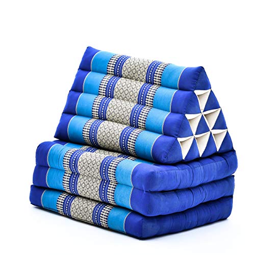 LEEWADEE - Cómodo Colchón De Suelo con Cojín De Lectura, Futón Japonés, Cama Plegable O Esterilla De Masaje Tailandés, 170 x 53 cm, Azul
