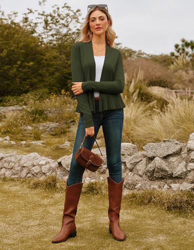 Image of GRACE KARIN Women's Lightweight Peplum Cardigan Sweaters Open Front Cropped Cardigan Long Sleeve Trendy Summer Knit Tops