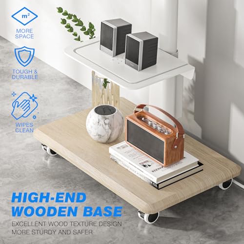 Rfiver DTF4001WHT Sleek Rolling Tv Stand With Power Outlet For Home Decor, Height Adjustable Portable Tv Stand On Wheels thumb #6