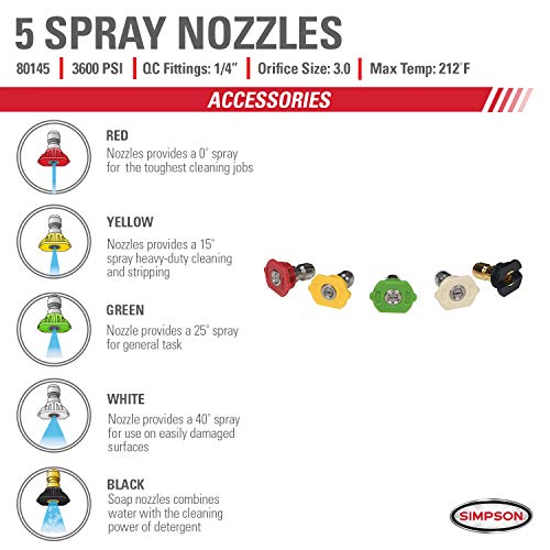 Simpson Cleaning Cleaning Pressure Washer Spray Nozzles Universal, 3600 PSI