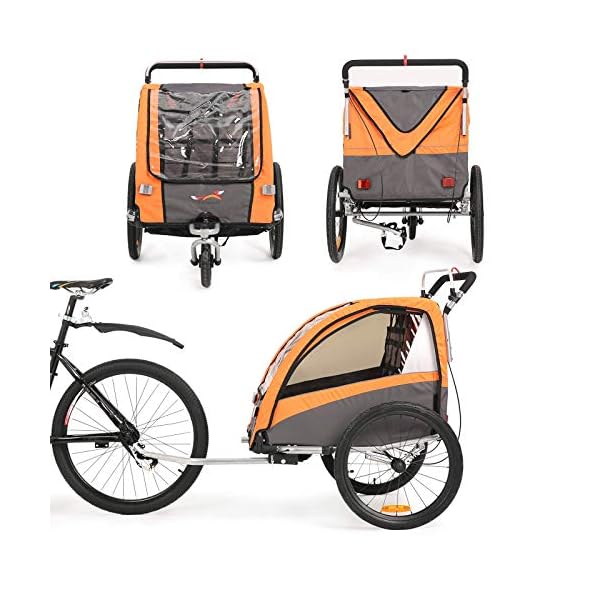 Kinderfahrradanhänger und Kinderwagen 2 in 1 Anhänger Jogger für Kinderfahrradanhänger mit Buggy-Set + Federung BT504S… – Bild 6
