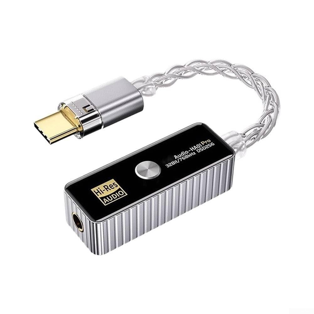 Decodificador USB DSD256 DAC de 384 kHz para iPhone PC y audio de 3.5 mm plata 8