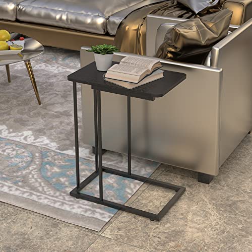 image for BEAUTME Sofa Side Table, End Snack Wood Finish and Metal Frame, Couch 