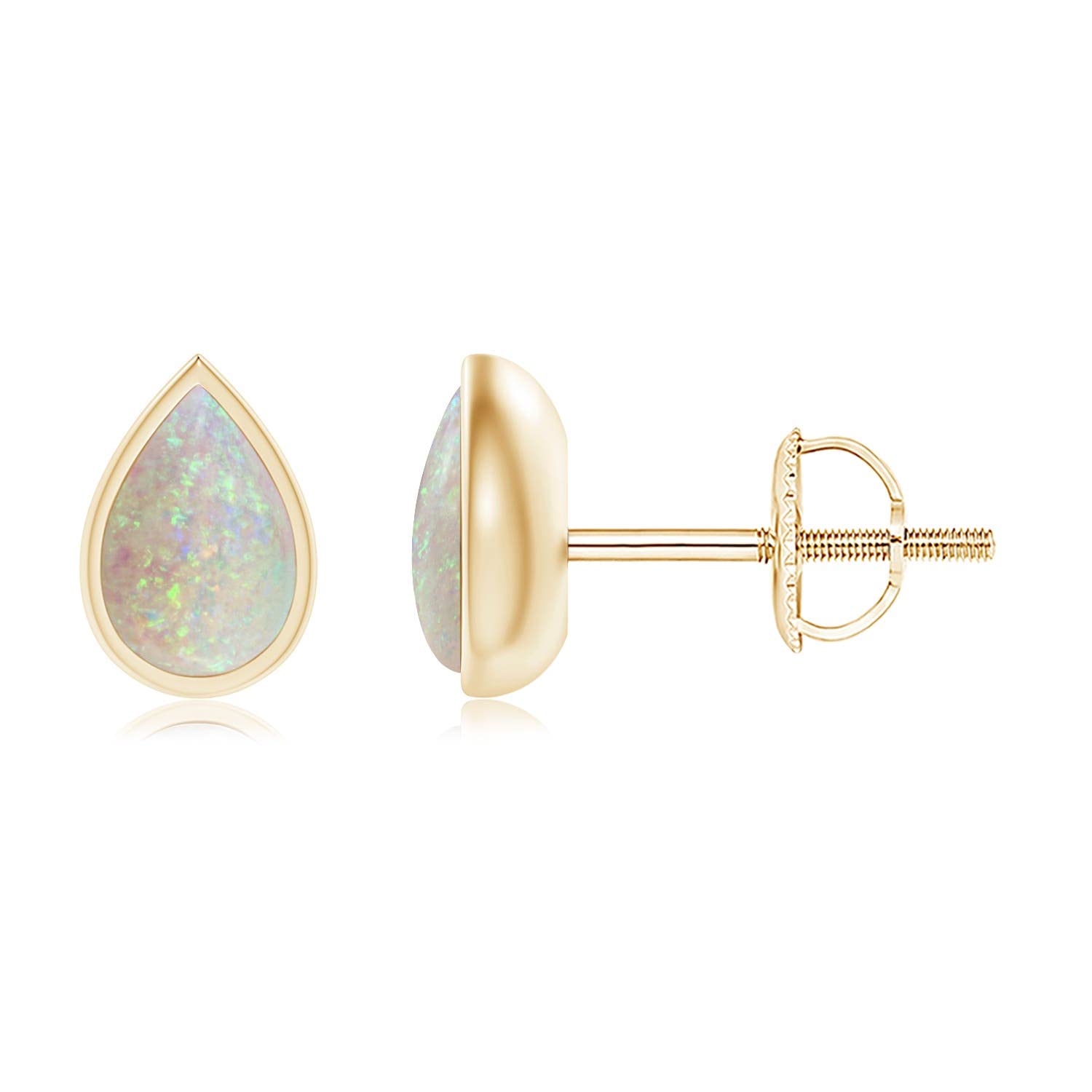 ANGARA Natural Opal Solitaire Earrings for Women Pear-Shaped Opal Solitaire Stud Earrings in 14K Solid Gold Platinum October