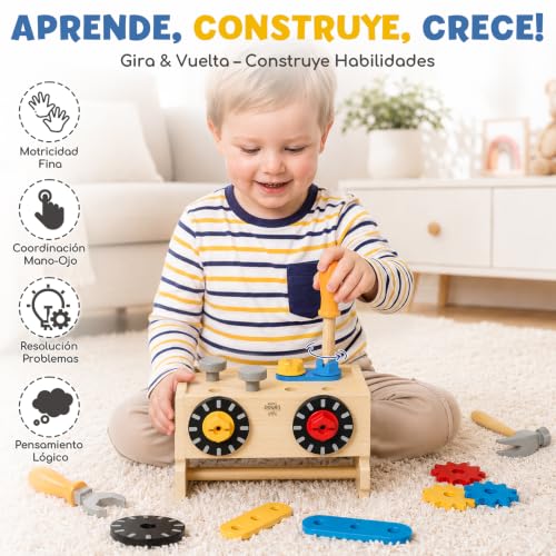 Miniatura 6 de Lehoo Castle Maletín Y Banco Montessori Juguetes Madera 2 Años