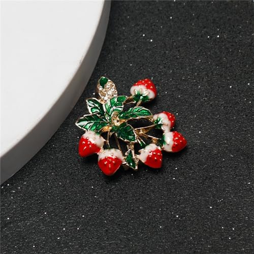 Image of WCRAZYE Red Strawberry Brooch Pin for Women Girls Cute Enamel Fruit Brooches Badges for Clothing Backpacks Bag Fashion Brooches Plant Lapel Pin Accessories Jewelry Gift