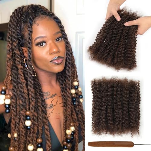 Pelo humano afro Kinkys marrón de 40 cm para extensiones y reparación de rastas