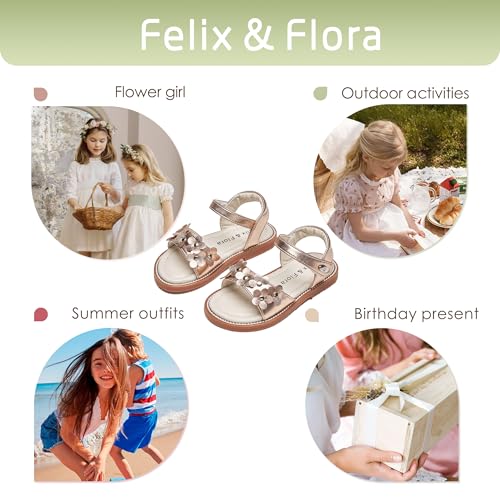 Image of Felix & Flora Toddler Girl Sandals - Little Girl Easter Dress Shoes Lightweight Open Toe Beach Holiday Flats