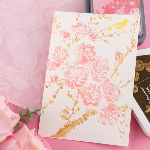 Catálogo para Comprar On-line Papel de grabado los 5 mejores. 45 BAOFALI - Carpetas 3D de cerezo con flor de ciruelo para hacer tarjetas, plantilla de papel para grabar en relieve, plantilla de papel para hacer álbumes de recortes, álbumes de...