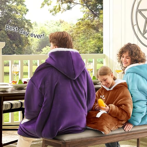 JOYWOO Caramel Kids Wearable Blanket Hoodie, Oversized Cat lovers Hoodie Blanket for kids & Teens,Birthday Gifts for Girl Boys,Cozy Fuzzy Sherpa Fleece Blanket Giant Pocket Winter Gifts,Caramel