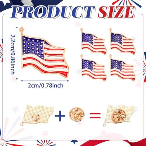 Image of SANNIX 60pcs American Flag Pins, Red White Blue, Brooches and Pins, USA Flag Badge Pins, Independence, Veteran, Memorial Day, 4th of July Decorations