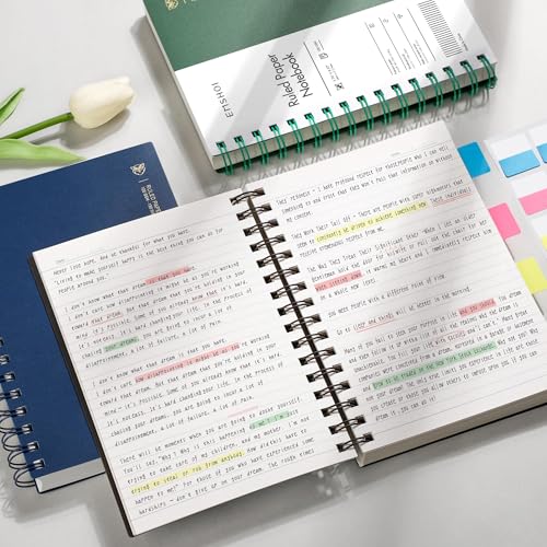 emshoi a5 spiral notebook college ruled lined journal small 5734 x 82234 300 pages150 sheets 100gsm thick paper waterproof hardcover for office school women men work writing notes green