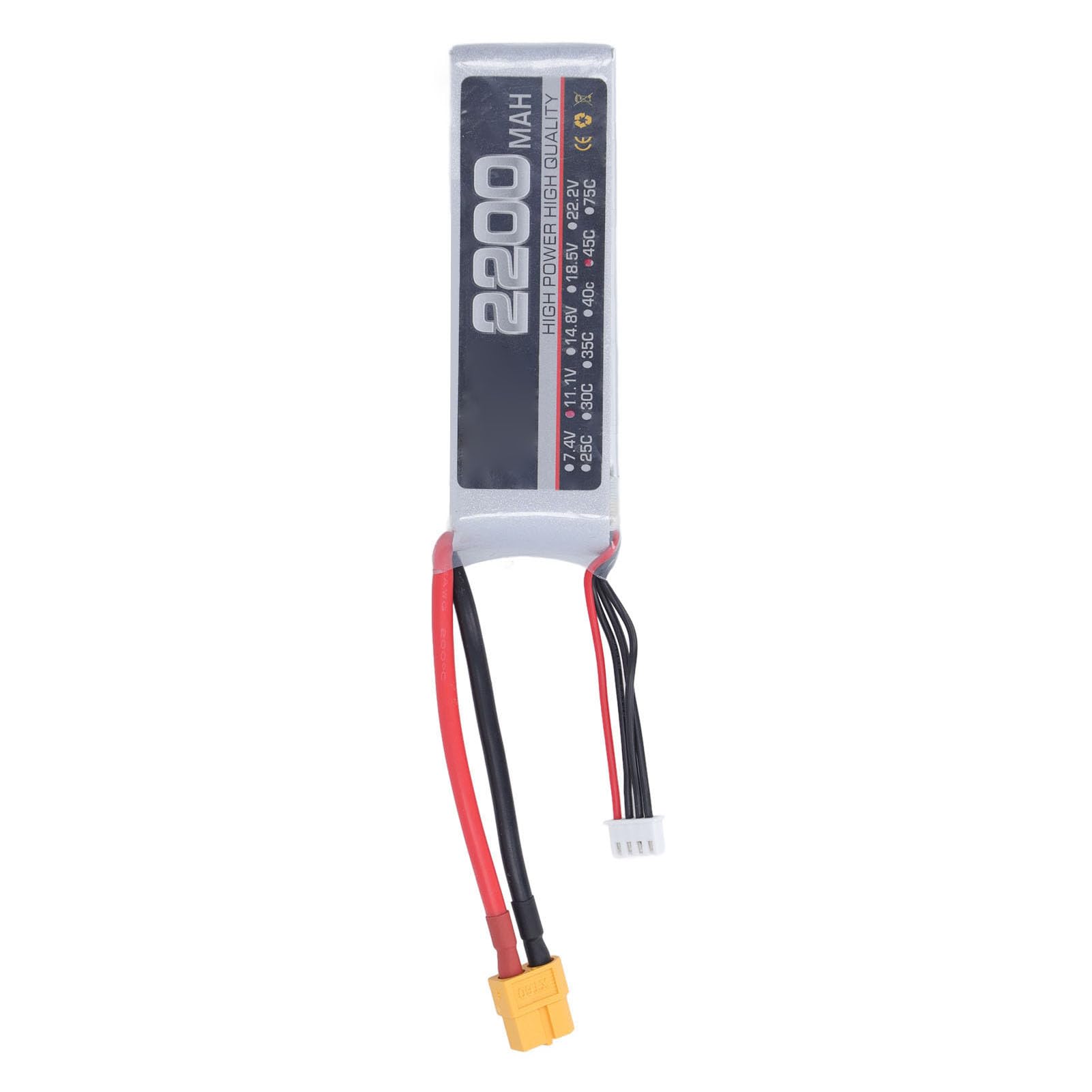 BATTERIA AL LITIO AD ALTA VELOCITÀ PROFESSIONALE 11,1 V 3 S 2200 MAH 45C BATTERIA RC LIPO AD ALTE PRESTAZIONI STABILE ED EFFICIENTE PER PARTI DI DRONE RC (XT60)