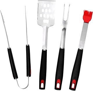 Cabilock 4Pcs 1 Conjunto De Ferramentas Para Churrasco Utensílios De Cozinha Em Aço Inoxidável Conjunto De Grelha Para Churrasco Ao Ar Livre Escova Para Churrasco Conjunto De Utensílios De