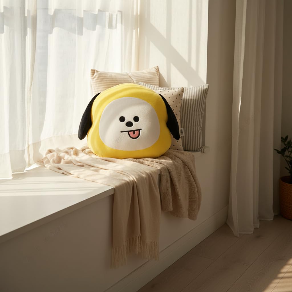 MINISO BT21 CHIMMY Head-Shaped Plush Pillow 16 Inch | Soft Character Cushion Toy 3