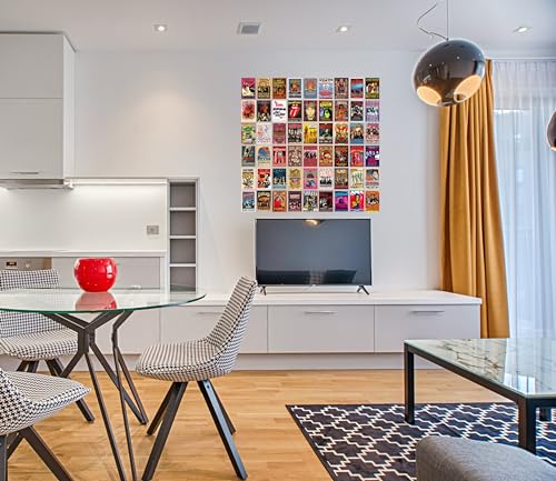 Image of Pack of 54 Rockband Wall Collage Kit Posters - 4 x 6 Inches Wall Decor Poster - Wall Art For Bedroom, Living room, Office - 1 Tissue Tape