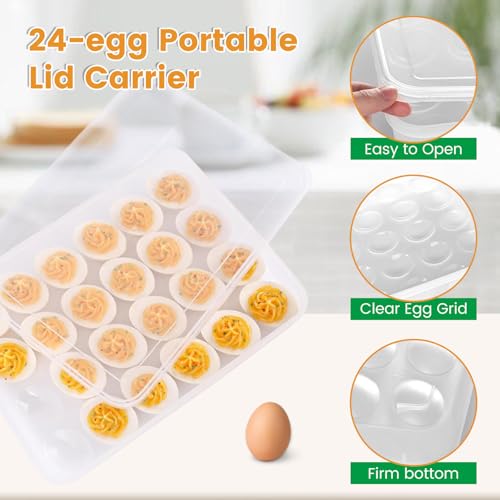 HANSGO Deviled Egg Containers with Lid, Deviled Egg Tray Holder Carrier with Lid for 24 Eggs for Home Party Kitchen Supplies Refrigerator Storage - Image 4