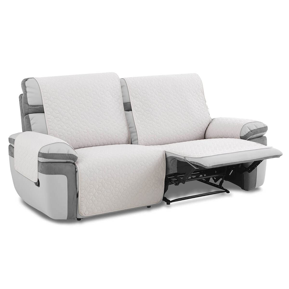 Lanovenanube Funda sofá Relax Geo Teflon - Tejido Acolchado - 2 plazas - Color Marfil