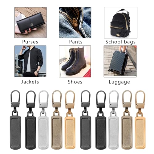 senylanhxy 25pcs Zipper Pull Replacement, Zipper Pullers Detachable Zipper Pull Tab Repair Metal Zipper Handle/Head Cord Extender Mend Fixer Slider for Clothing Backpack Jackets Pants Boots