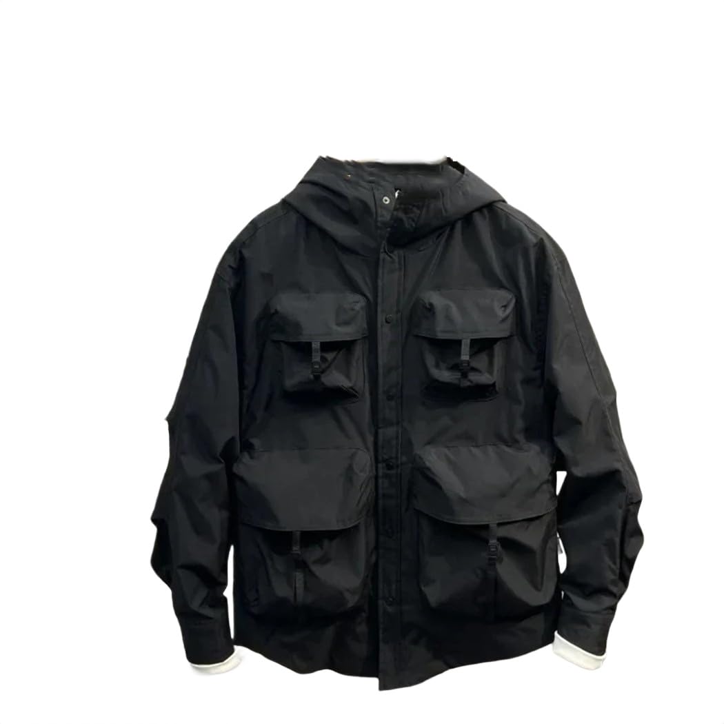 Dvbfufv Męska wiosenna bluza z kapturem modna odzież robocza kurtki amerykański vintage outdoorowy płaszcz cargo