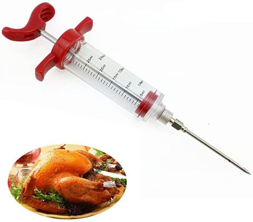 Miniatura 4 de Magik Paquete de 1-2 jeringas de inyección de adobo de alimentos de plástico, aguja de carne atornillada, barbacoa (rojo, paquete de 2)