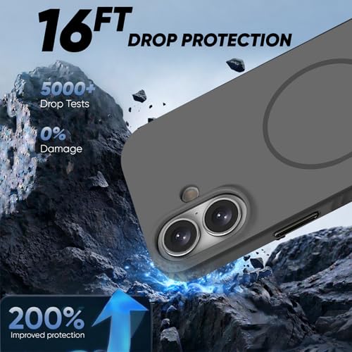 Image of KARWAN Slim Shockproof Back Case Cover Compatible with iPhone 16,Dual Layer Armor Protection with Matt Finish, Heavy Duty Cover with Magnetic MagEase Wireless Charging (Black)