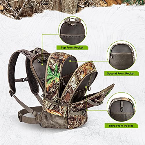 Tidewe Hunting Backpack With Waterproof Rain Cover, 25L Realtree Edge Camo Hunting Pack, Durable Hunting Day Pack For Bow Rifle Gun #TOP1