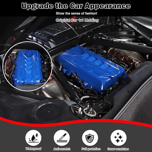 Image of for Corvette C8 Engine Cover Trim Compatible with Corvette C8 2020-2024 Stingray E-Ray Z51 Engine Bay Protection Panel Cover Trim Exterior Accessories ABS (Blue)