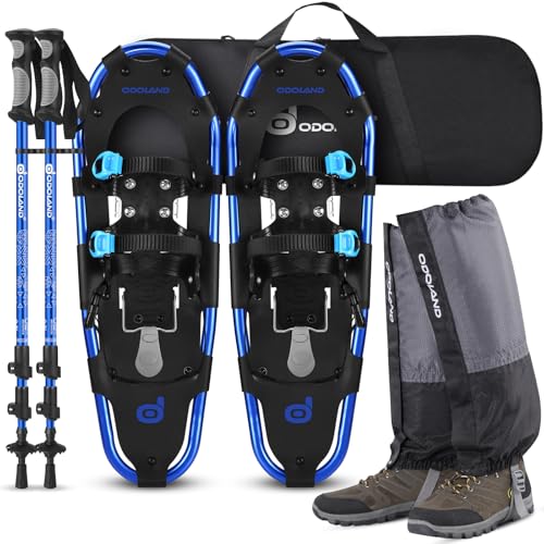 Odoland 4-in-1 Snowshoes Snow Shoes for Men and Women with Trekking...