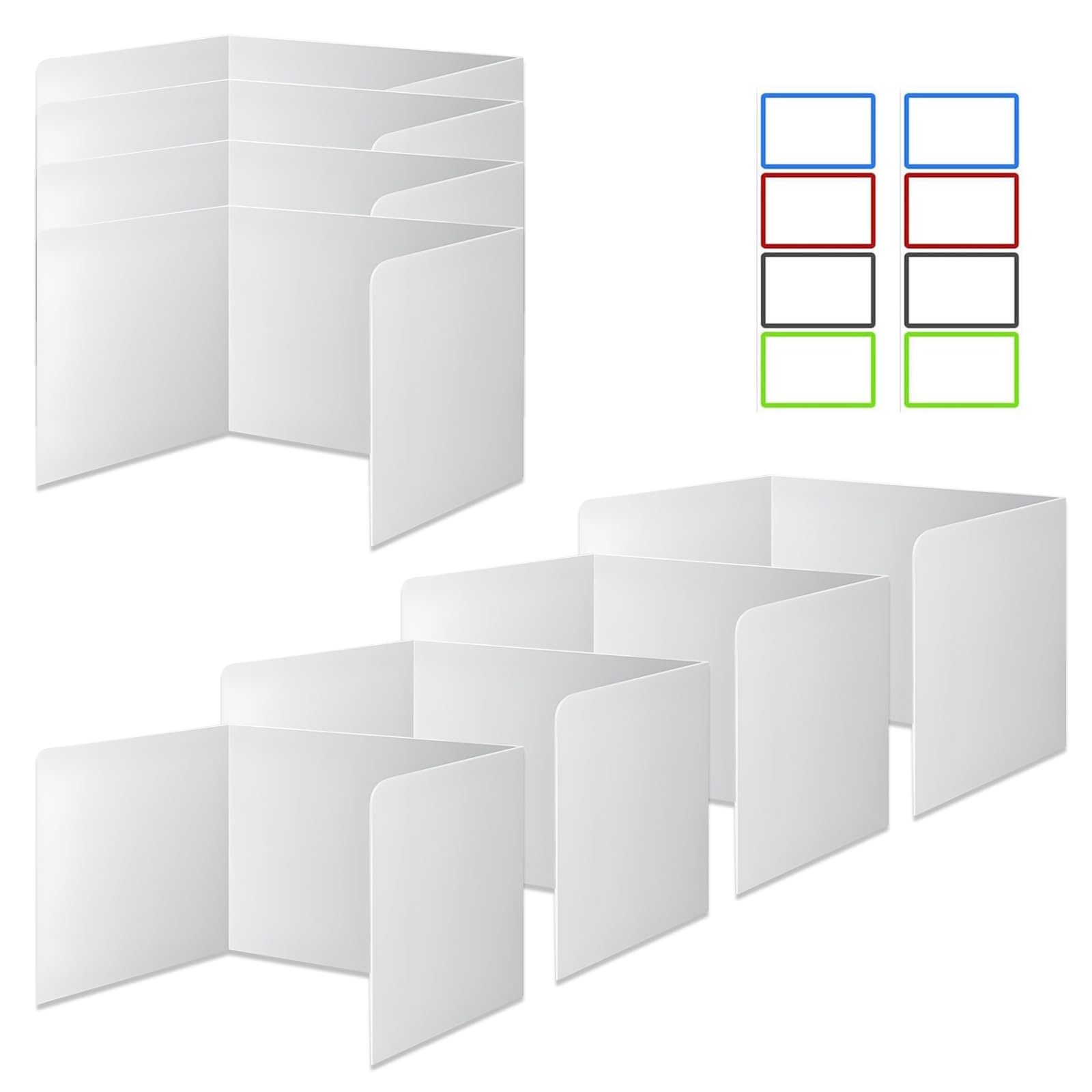 8PCS Tri-Fold Display Board, 66 x 43cm Foldable Poster Board Presentation Board Lightweight Corrugated Cardboard Desk Privacy Dividers for School Art Business Business (White)