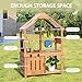 OOOK Mud Kitchen for Kids Outdoor, Kids Kitchen Playset with Canopy, Gardening Tools, Chalkboard, Flower Pot, Cookingware, Removable Water Tank, Ideal Gift for Boys and Girls 3+, Solid Fir Wood.
