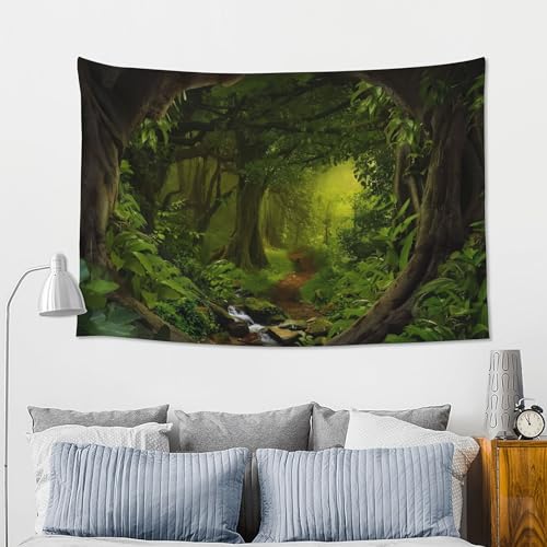 Tapiz de bosque verde con arroyo para transformar la decoración de tu salón o dormitorio 5