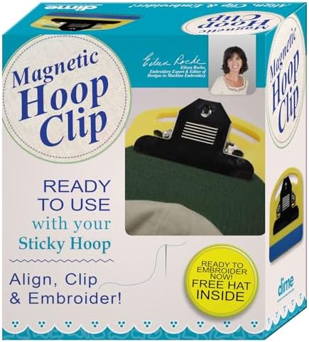 Magnetic Hoop Clip for Machine Embroidery on Hat Brim, Baseball Caps, Boots, Sleeves - Includes Cap