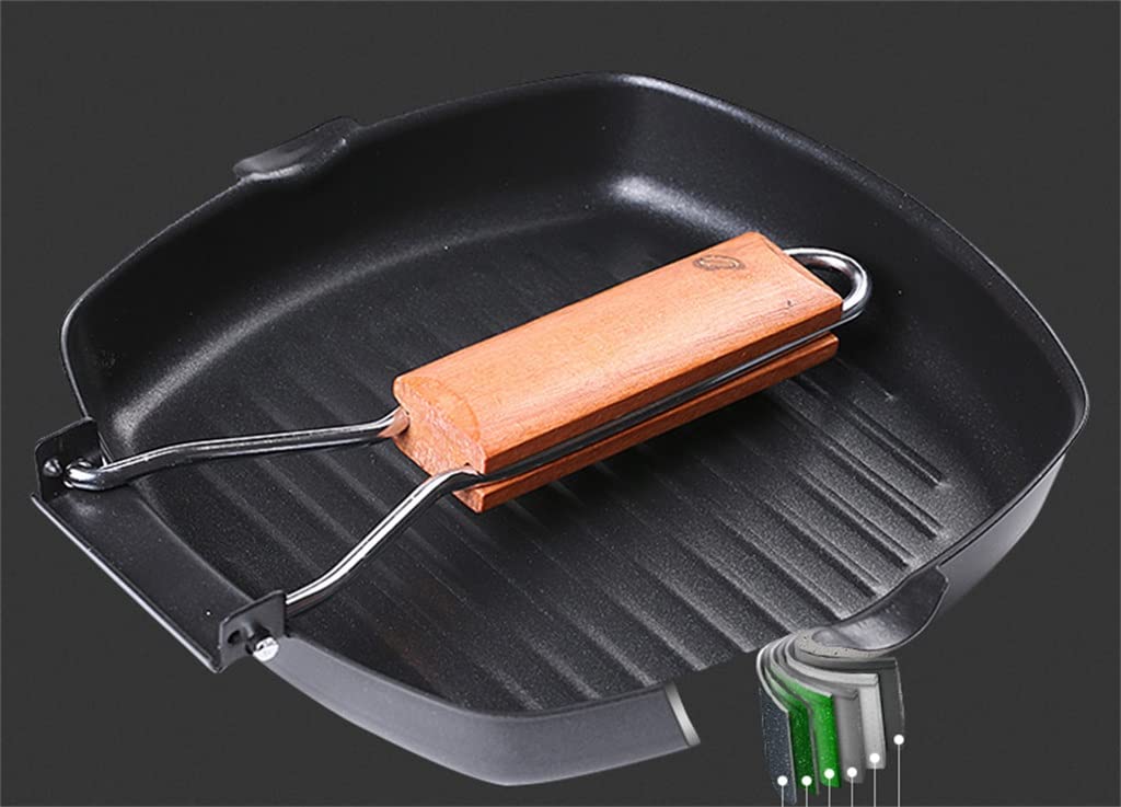 Składana nieprzywierająca patelnia grillowa Teppanyaki ze stali węglowej na piknik na świeżym powietrzu Gotowanie steków 20-24 cm(24cm)