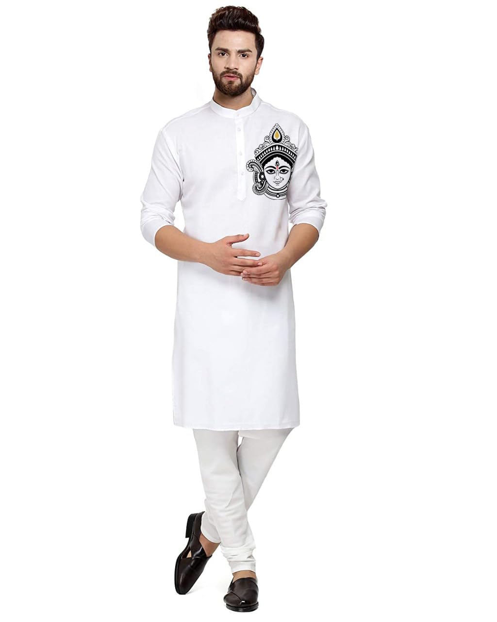 Gauri Laxmi Enterprise Men's Cotton Blend Printed Straight Ethnic Kurta