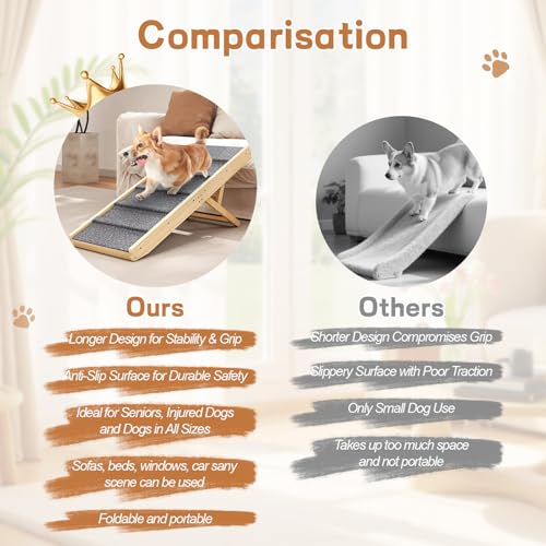 Adjustable Dog Ramp for Car with Anti-Slip Rug and 4 Height Levels for 7.7" to 15.8", Folding Dog Steps Doggie Ramp Pet Stairs for Couch, Car, Bed Stairs, Portable and Bearing 200LBS - Image 6