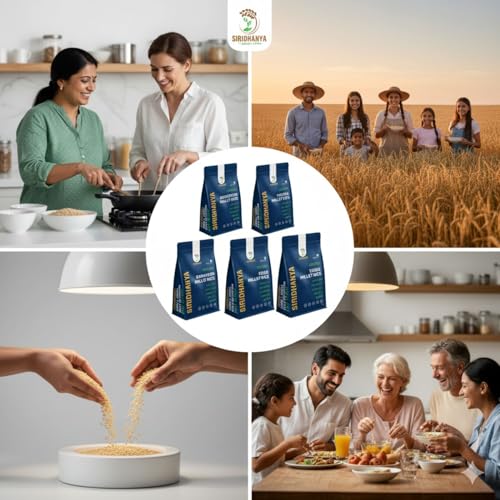 Image of Siridhanya Unpolished millets whole grains Combo Pack (5 x 500g) - Foxtail, Kodo, Little, Barnyard, Browntop | Low GI, Gluten-Free, High Fibre & Plant based Protein | Natural Healthy Grain for healthy life wt. 2.5kg
